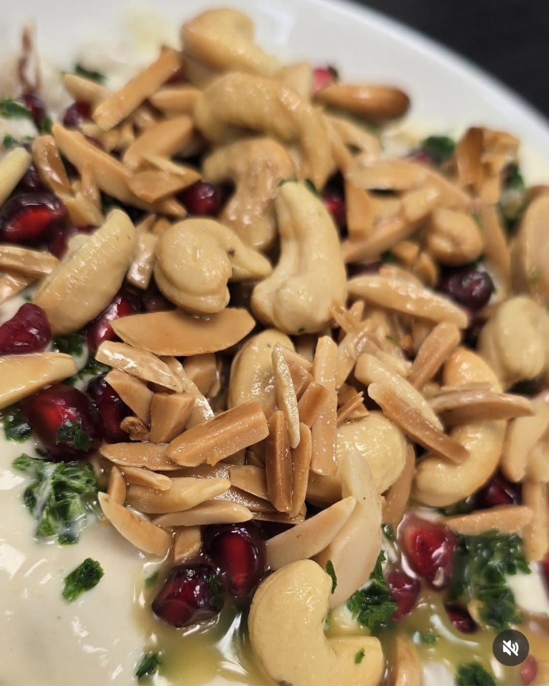 Fatteh with crispy pita, yogurt-tahini, cashews and almonds